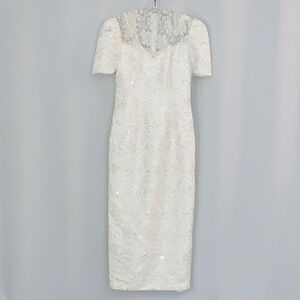 Vintage Forever Yours Off White Beaded Short Sleeve Wedding Gown